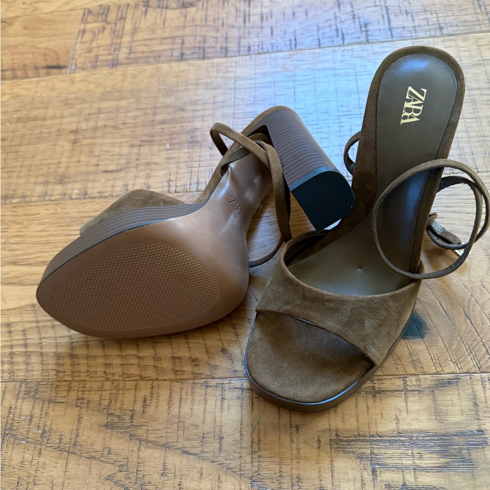 Zara suede platform heels size 36